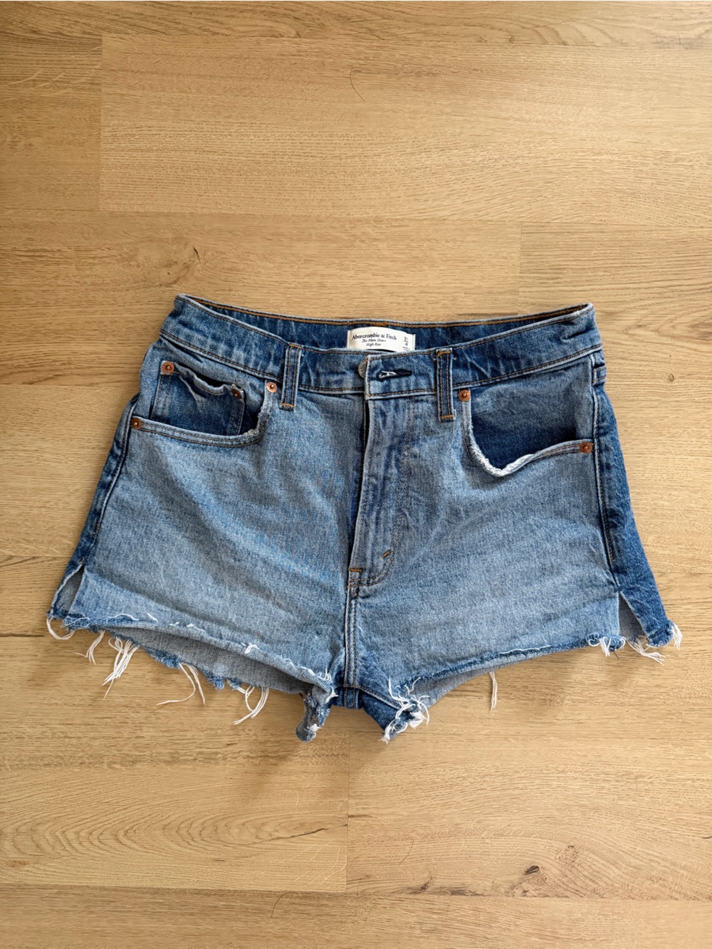 abercrombie & fitch denim high rise mom shorts